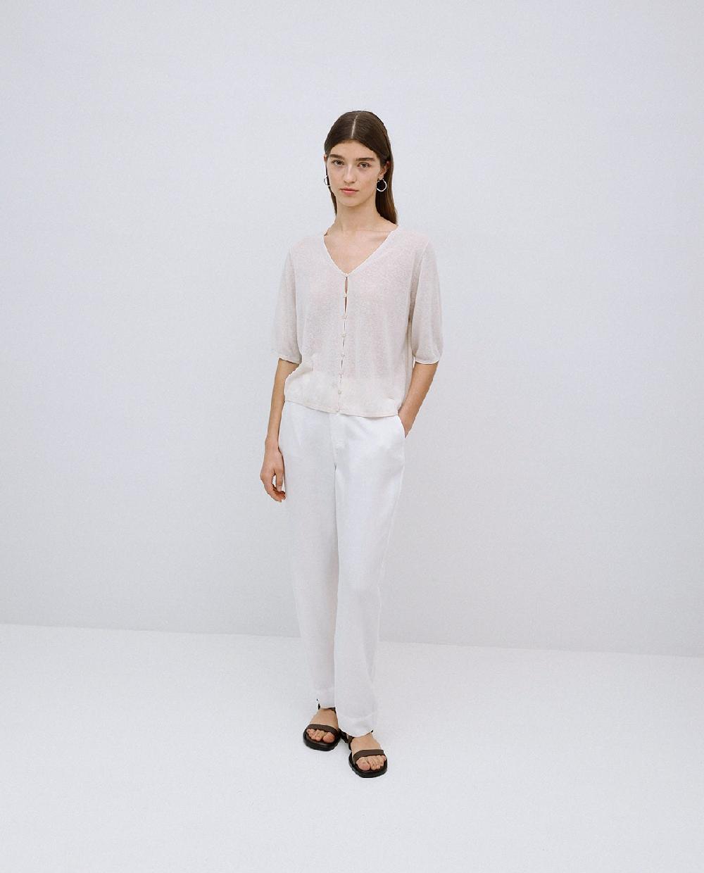 yerse Pantalones rectos tencel blanco Último día