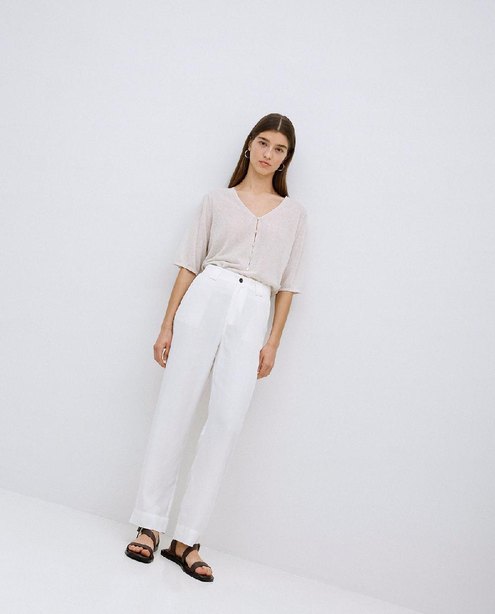 yerse Pantalones rectos tencel blanco Último día