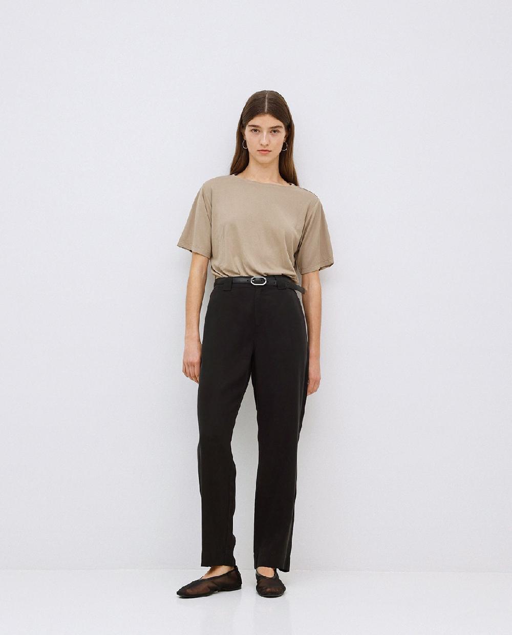 yerse Pantalones rectos tencel negro