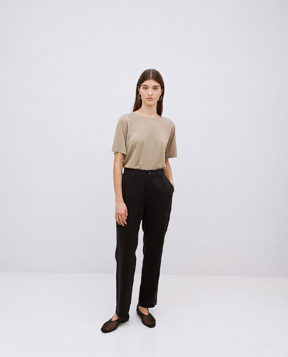 yerse Pantalones rectos tencel negro Precio de fábrica