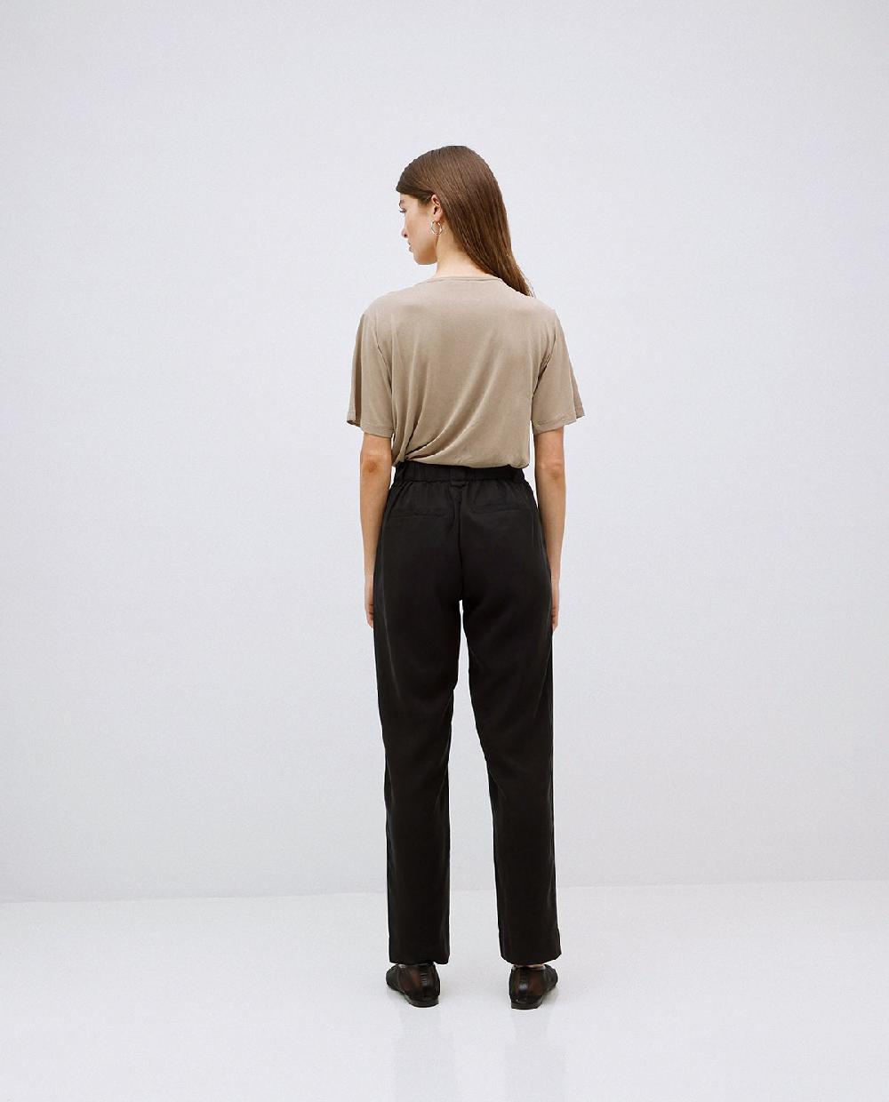 yerse Pantalones rectos tencel negro Precio de fábrica