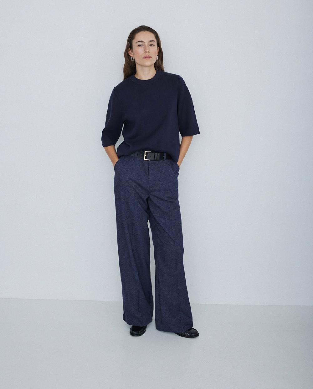 yerse Pantalones wide leg azul marino Oferta especial de fábrica
