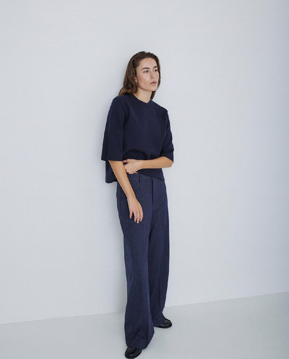 yerse Pantalones wide leg azul marino Oferta especial de fábrica