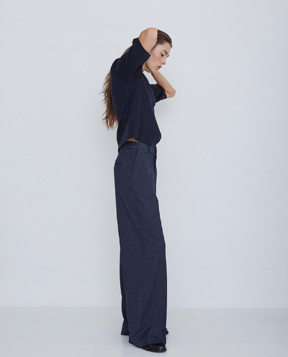 yerse Pantalones wide leg azul marino Oferta especial de fábrica