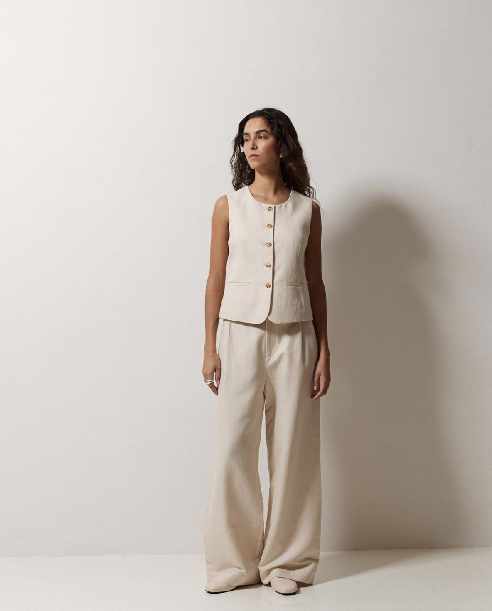 yerse Pantalones wide leg pinzas crudo Solo queda un día