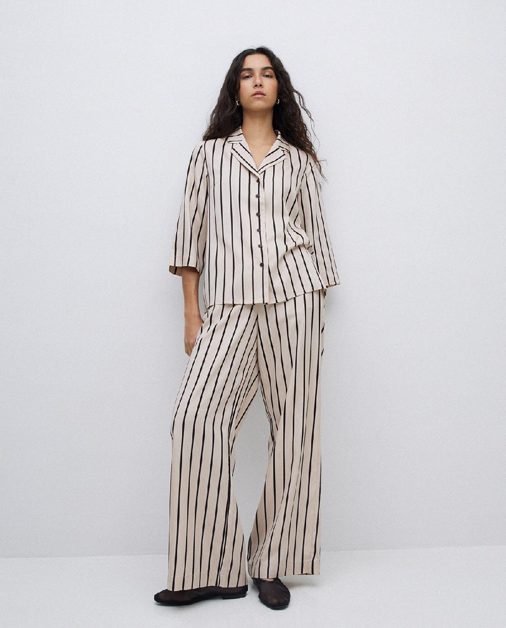 yerse Pantalones wide leg tencel crudo