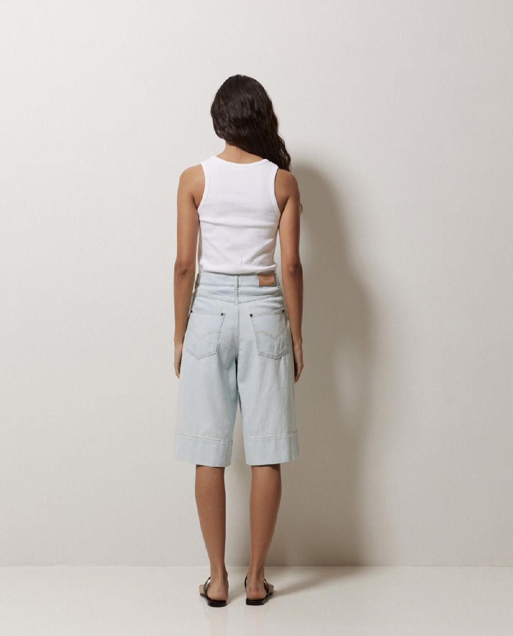 yerse Top canalé 100% algodón orgánico blanco Oferta exclusiva