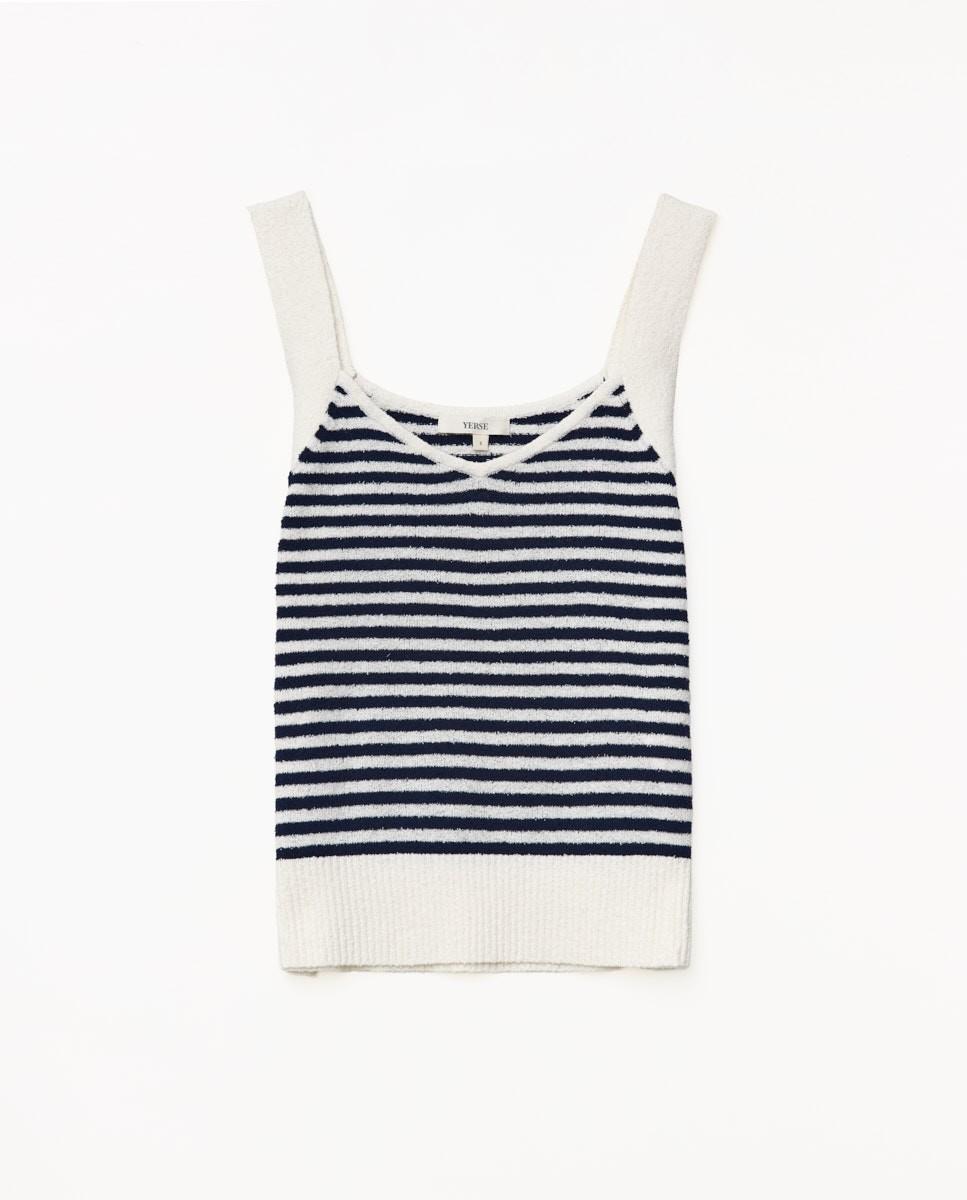 yerse Top tirantes escote pico rayas azul oscuro Ofertas especiales