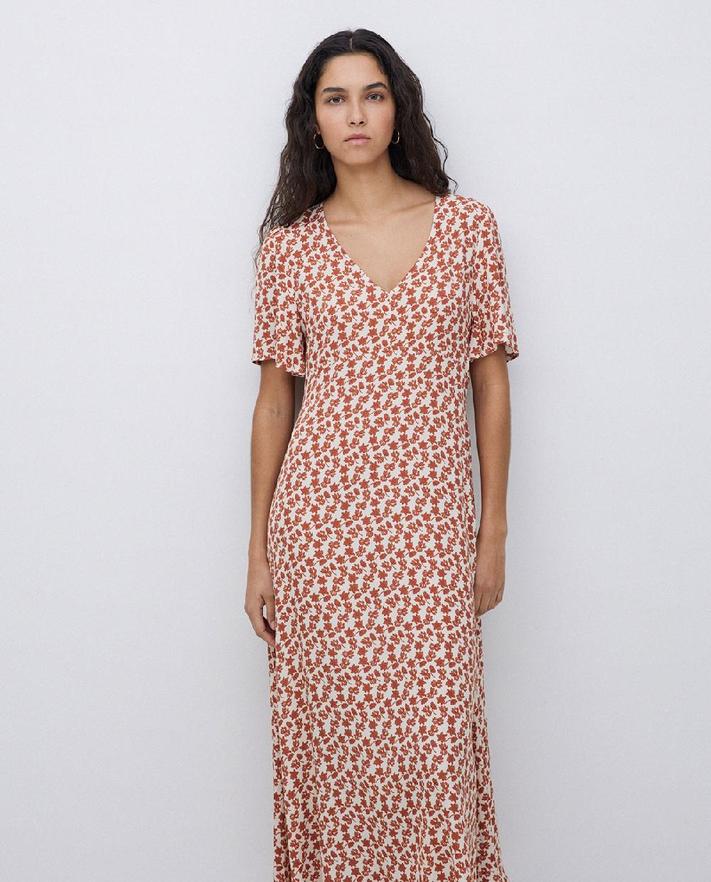 yerse Vestido creppe viscosa ecovero terracota 2025