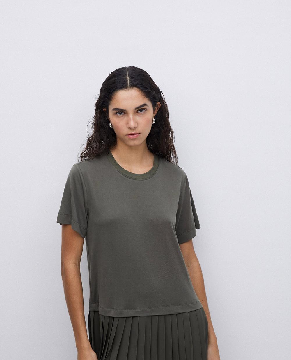yerse Vestido evasé falda plisada caqui Venta caliente