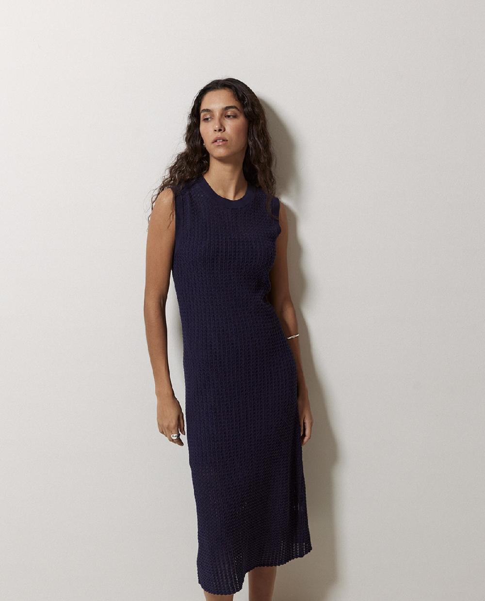 yerse Vestido largo calado azul oscuro Gran oferta