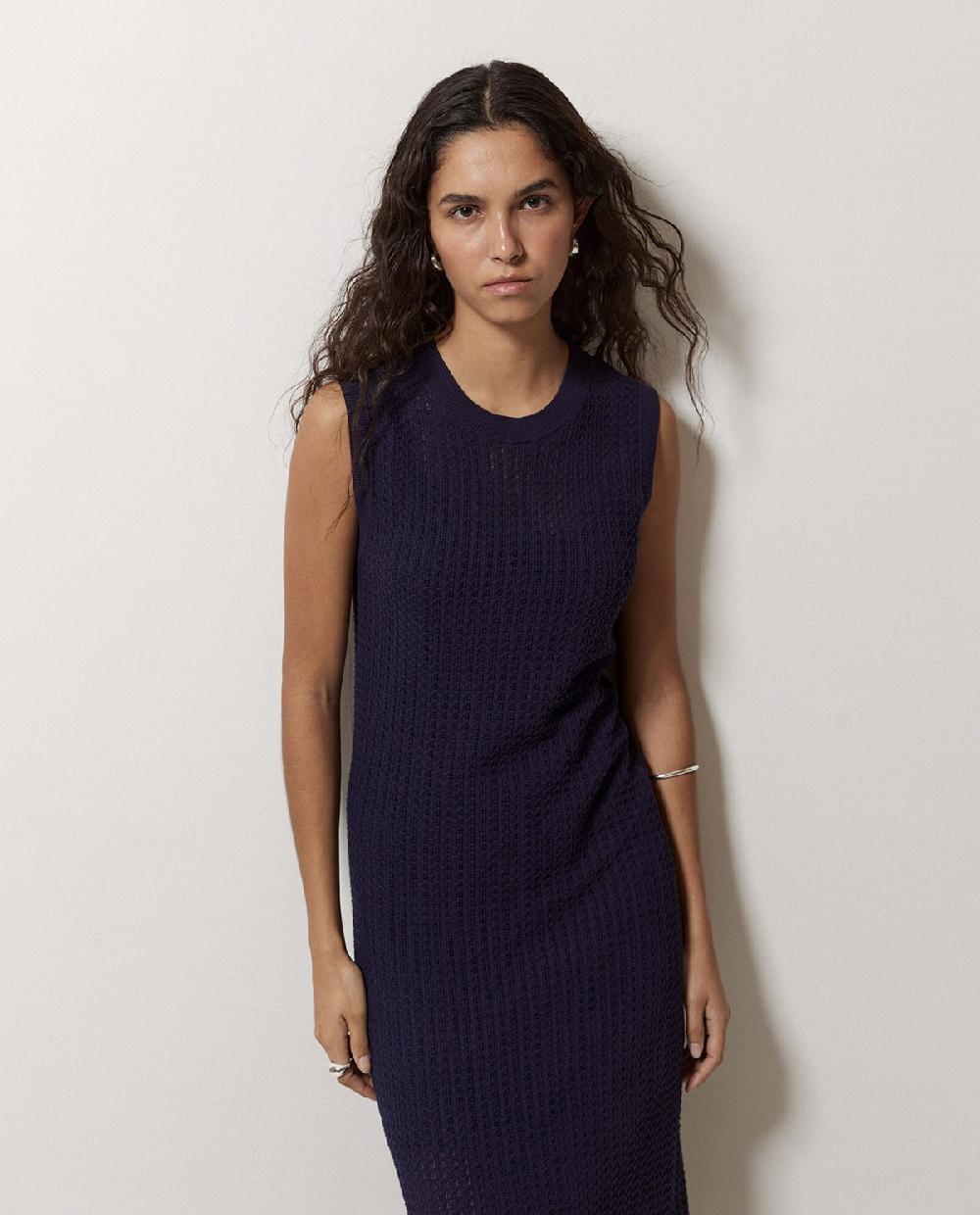 yerse Vestido largo calado azul oscuro Gran oferta