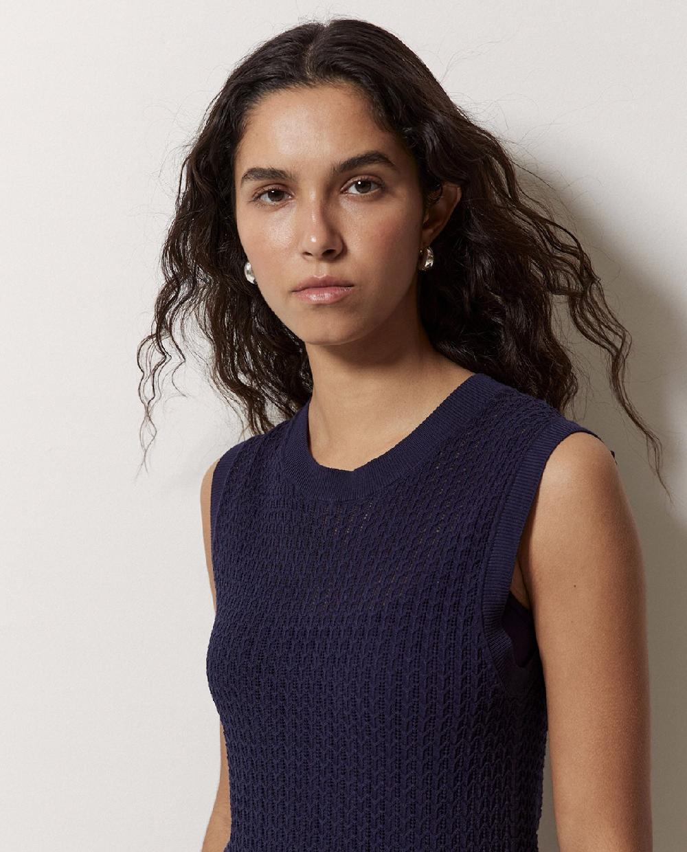 yerse Vestido largo calado azul oscuro Gran oferta