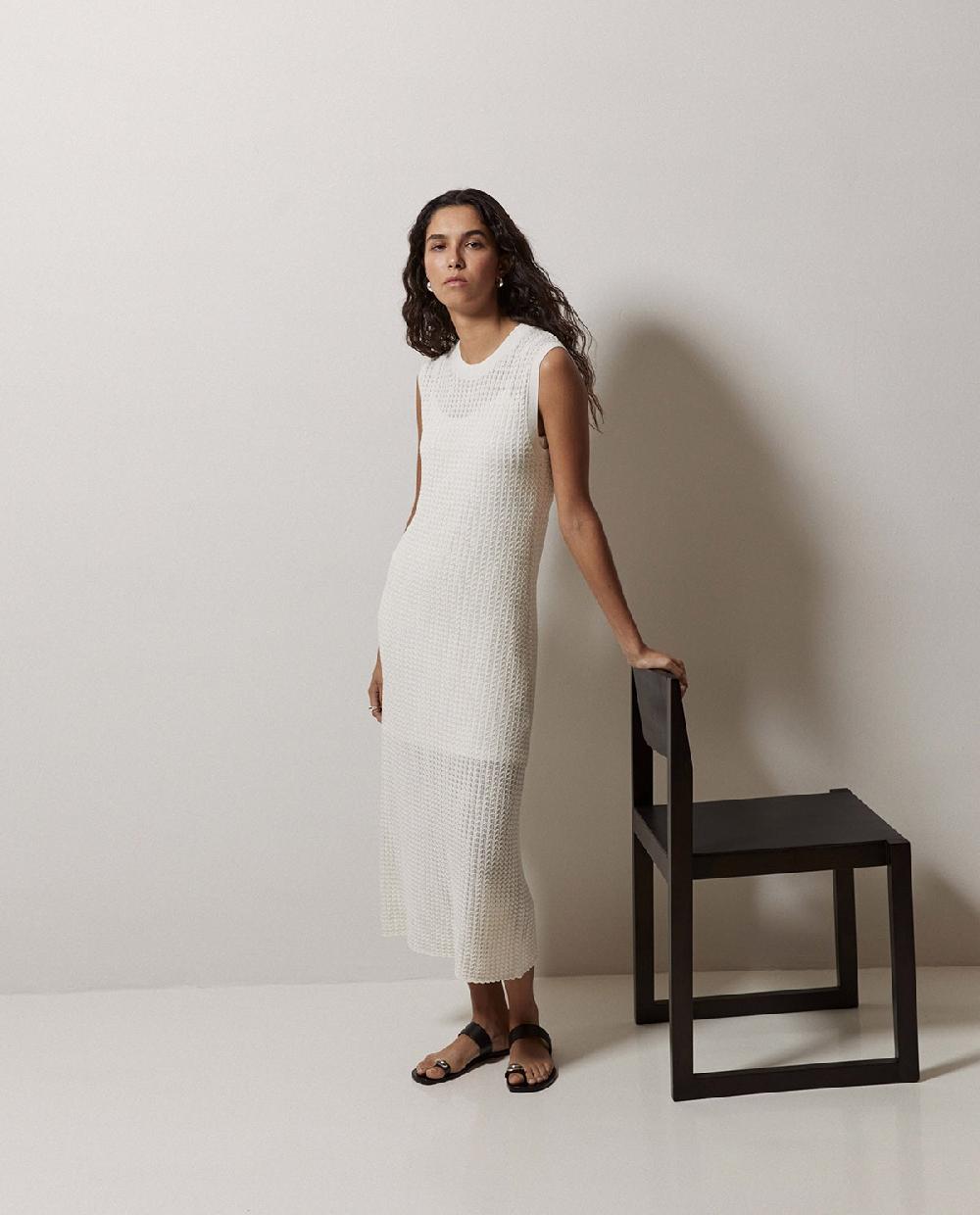 yerse Vestido largo calado blanco Rebajas baratas