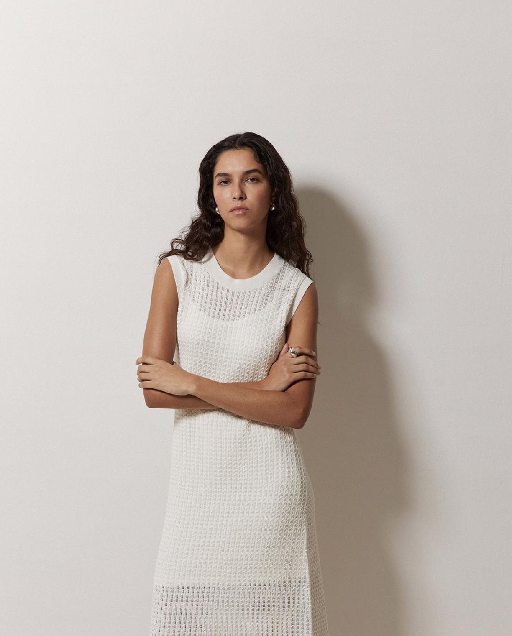yerse Vestido largo calado blanco Rebajas baratas