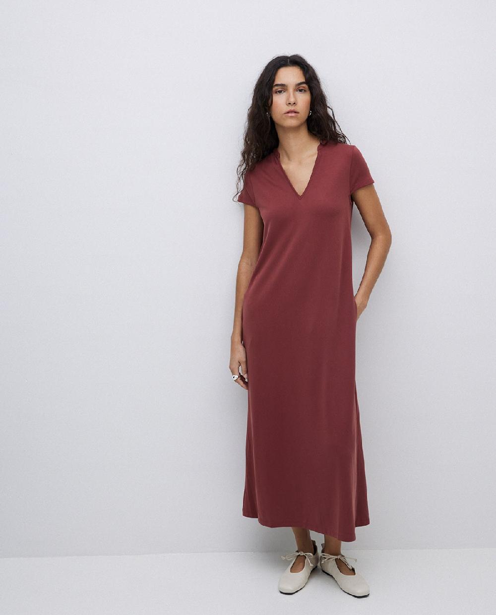 yerse Vestido midi manga japonesa granate Rebajas de fábrica