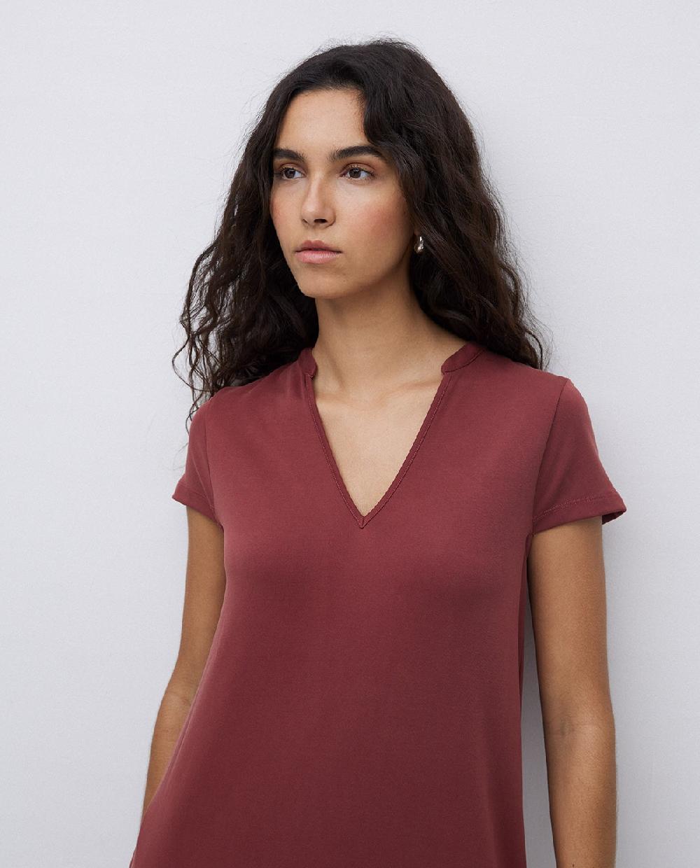 yerse Vestido midi manga japonesa granate Rebajas de fábrica