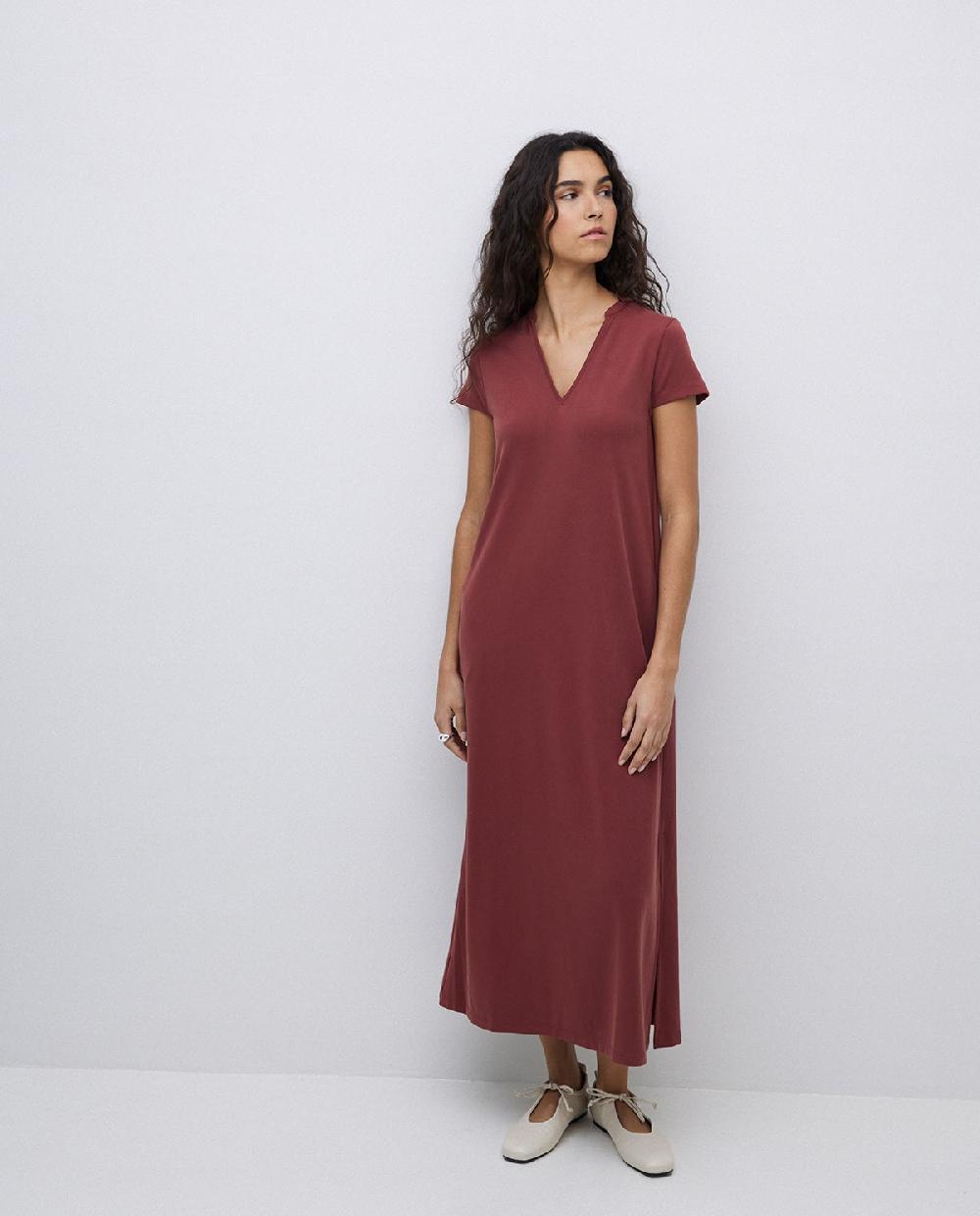 yerse Vestido midi manga japonesa granate Rebajas de fábrica