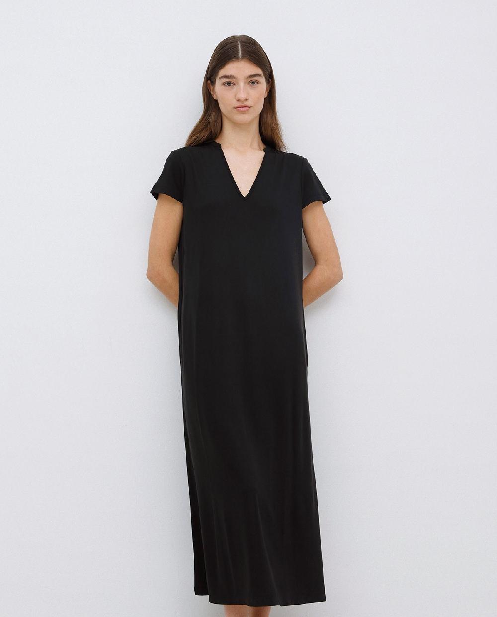 yerse Vestido midi manga japonesa negro Ventas relámpago