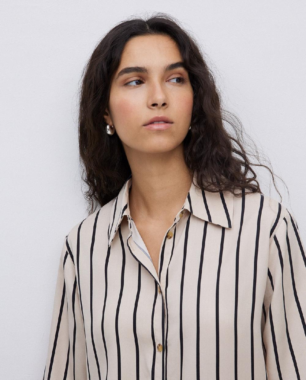 yerse Vestido tencel cuello camisero crudo Tienda