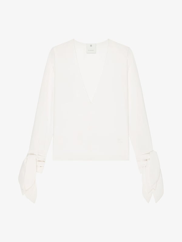 Givenchy Blouse with bows in poplin and 4G embroidery Oferta especial de fábrica