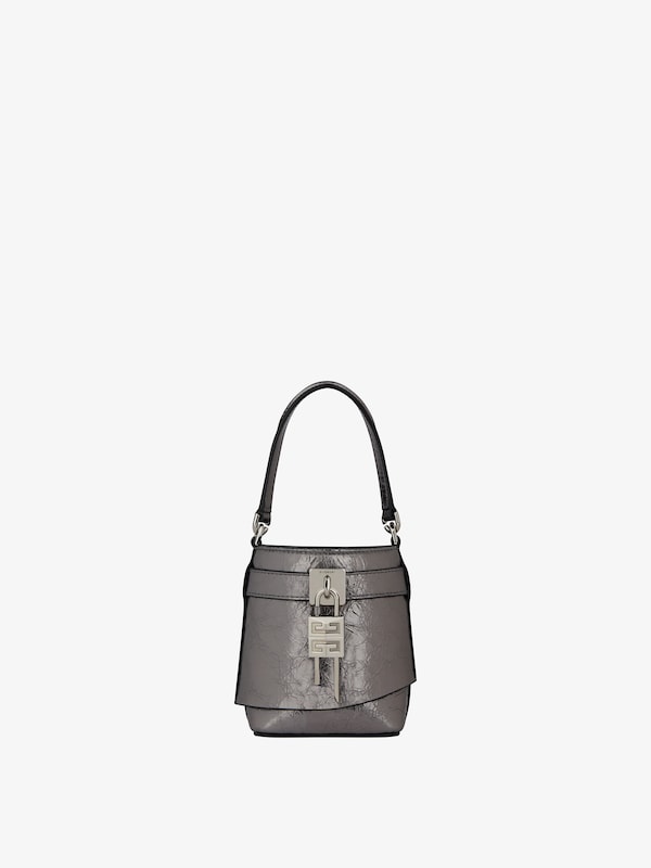 Givenchy Micro Shark Lock bucket bag in laminated leather 2025