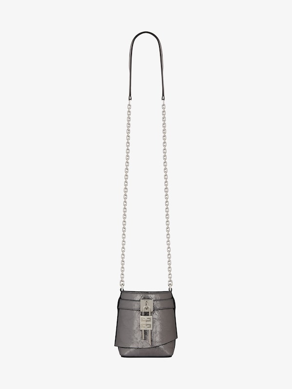 Givenchy Micro Shark Lock bucket bag in laminated leather 2025