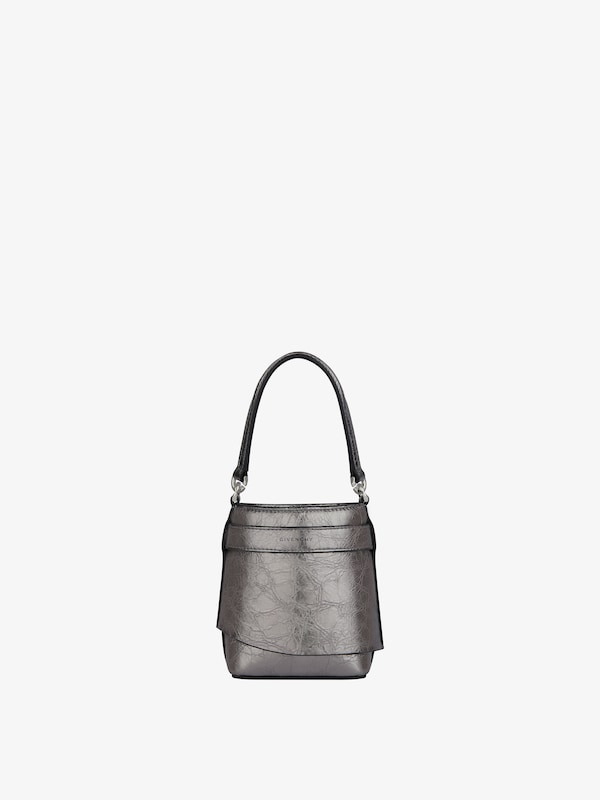 Givenchy Micro Shark Lock bucket bag in laminated leather 2025