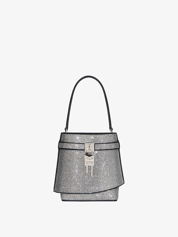 Givenchy Shark Lock bucket bag in leather with strass En línea