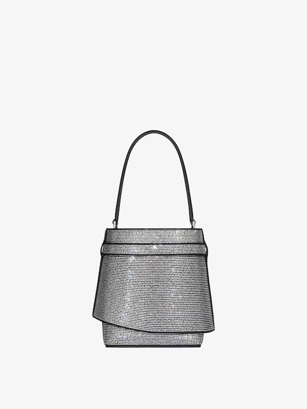 Givenchy Shark Lock bucket bag in leather with strass En línea