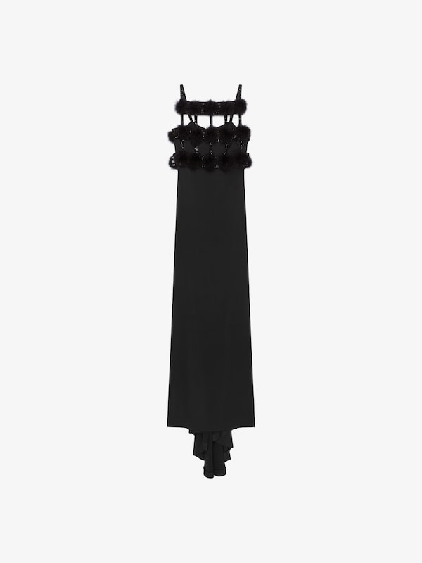 Givenchy Evening dress in satin with pompoms and crystals Grandes ahorros