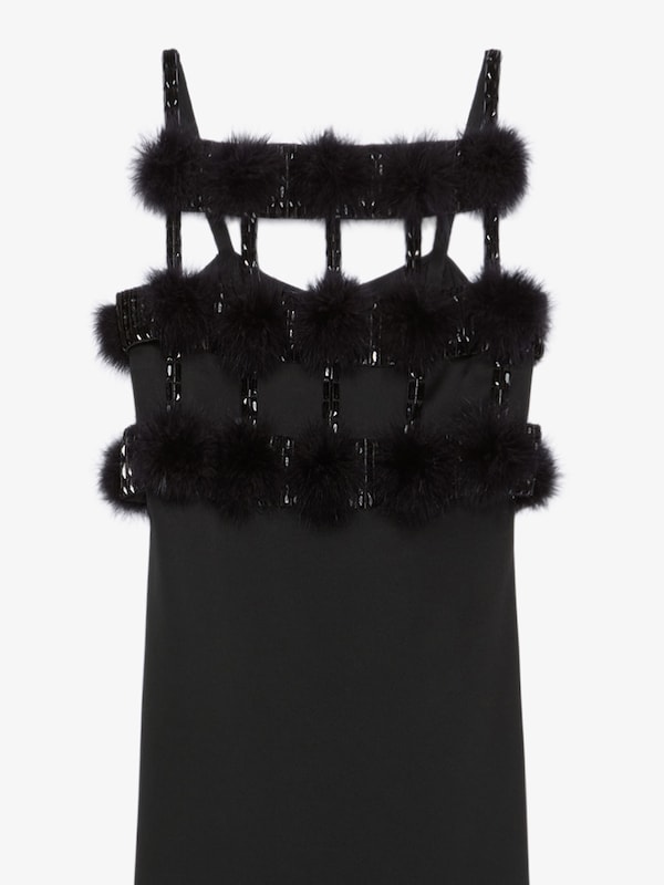 Givenchy Evening dress in satin with pompoms and crystals Grandes ahorros