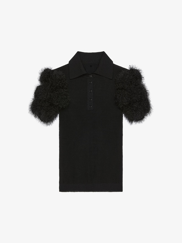 Givenchy Slim fit polo in knit with pompoms Oferta especial