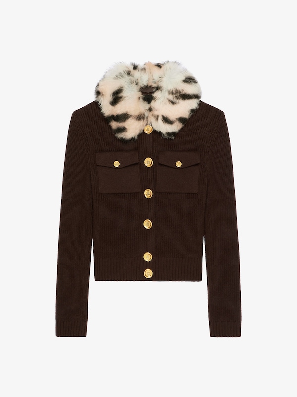 Givenchy Cardigan in wool and cashmere with fur collar Promoción por tiempo limitado