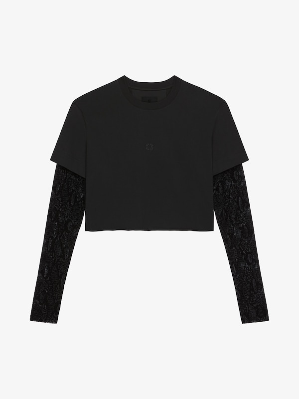 Givenchy Overlapped cropped t-shirt in cotton and python tulle Solo hoy