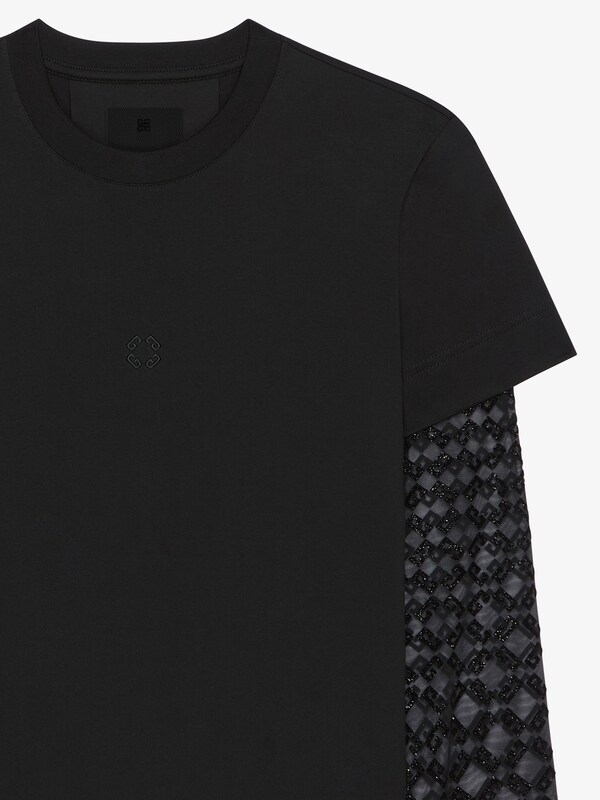 Givenchy Overlapped slim fit t-shirt in cotton and tulle Oferta especial de fábrica