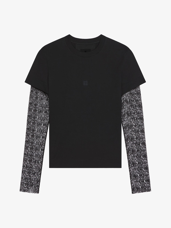 Givenchy Overlapped slim fit t-shirt in cotton and lace Solo queda un día
