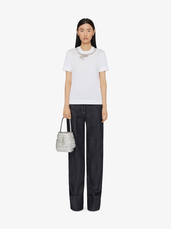 Givenchy Slim fit t-shirt in cotton with crystals snake Superdescuento