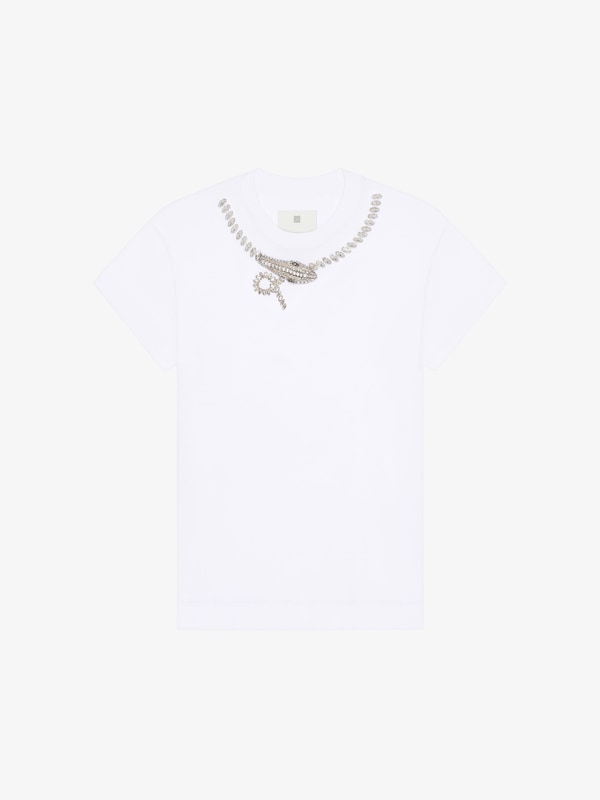 Givenchy Slim fit t-shirt in cotton with crystals snake Superdescuento