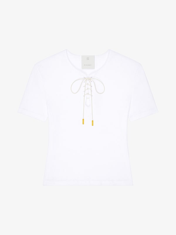 Givenchy Slim fit t-shirt in cotton with laces and 4G detail Envío internacional gratuito