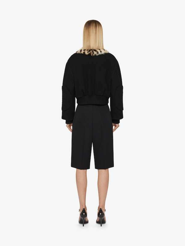 Givenchy Cropped varsity jacket in wool and leopard print fur Ofertas