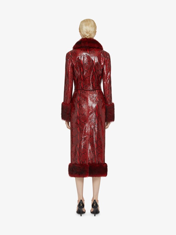 Givenchy Slim fit jacket in python print leather and fur Venta caliente