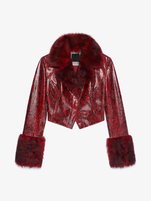 Givenchy Slim fit jacket in python print leather and fur Venta caliente