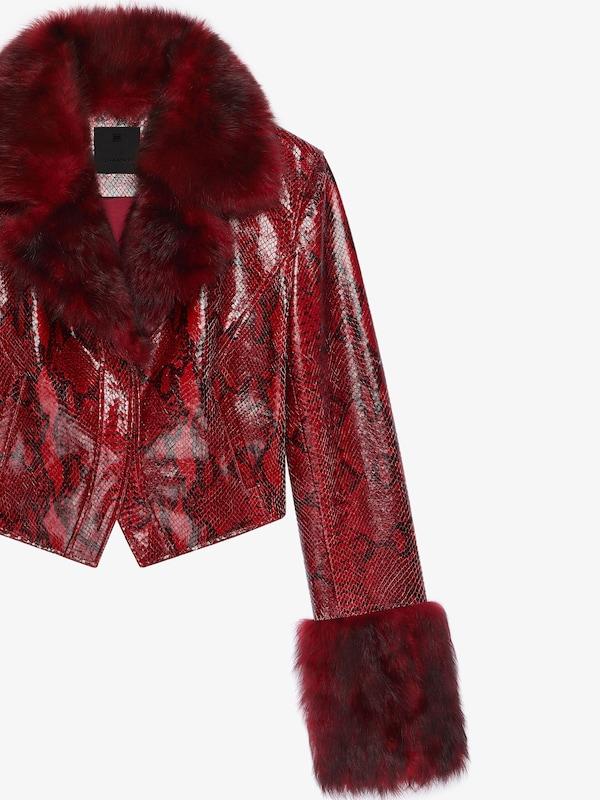 Givenchy Slim fit jacket in python print leather and fur Venta caliente