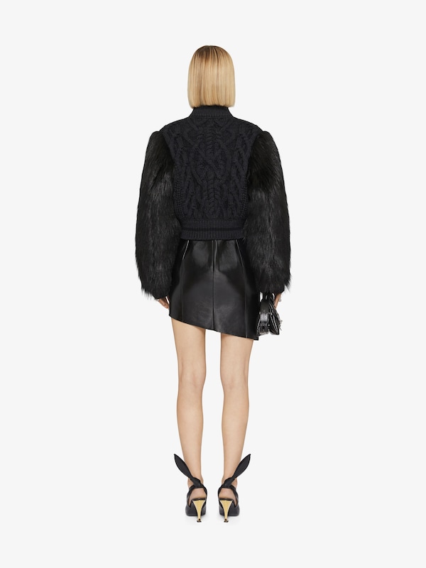 Givenchy Varsity jacket in cable knit wool and faux fur En oferta