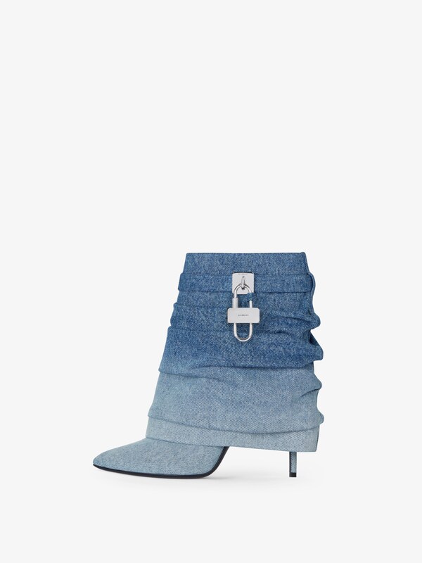 Givenchy Shark Lock Stiletto ankle boots in gradient denim Superdescuento