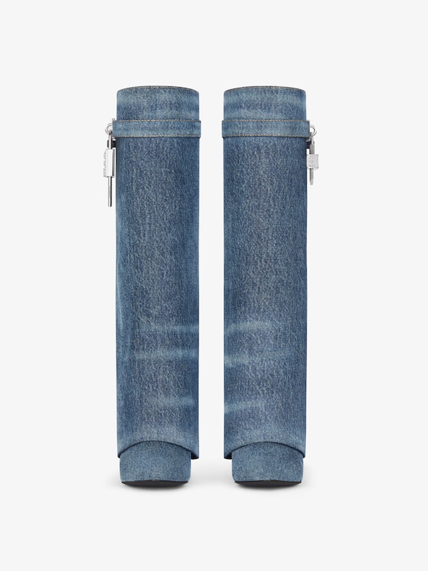 Givenchy Shark Lock boots in washed denim Liquidación