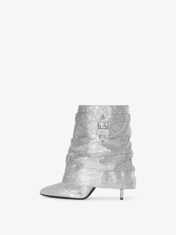 Givenchy Shark Lock Stiletto ankle boots in satin with strass Ahorra y exporta