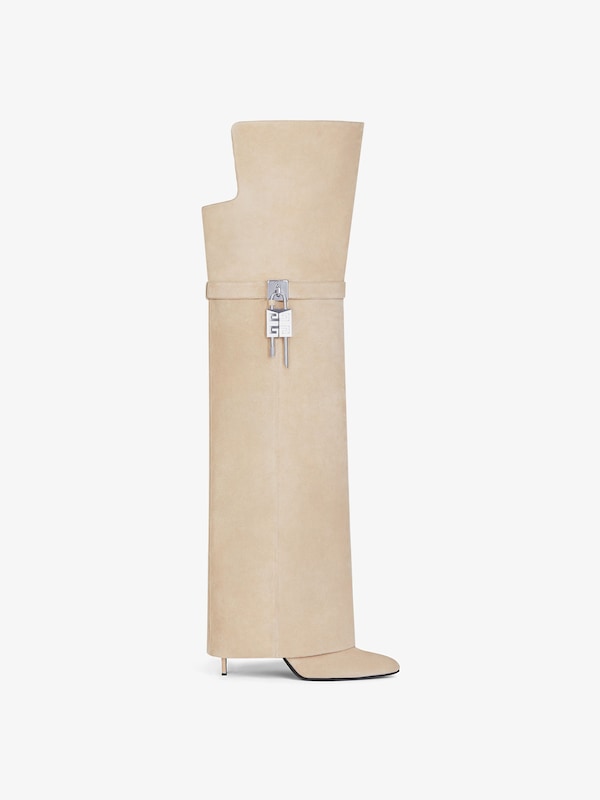 Givenchy Shark Lock Stiletto over-the-knee boots in suede