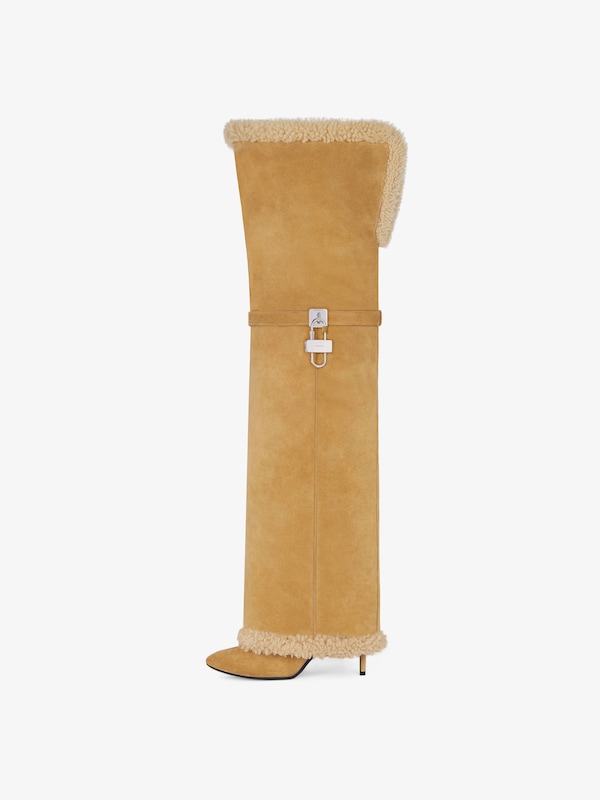 Givenchy Shark Lock Stiletto boots in suede and shearling Ofertas especiales